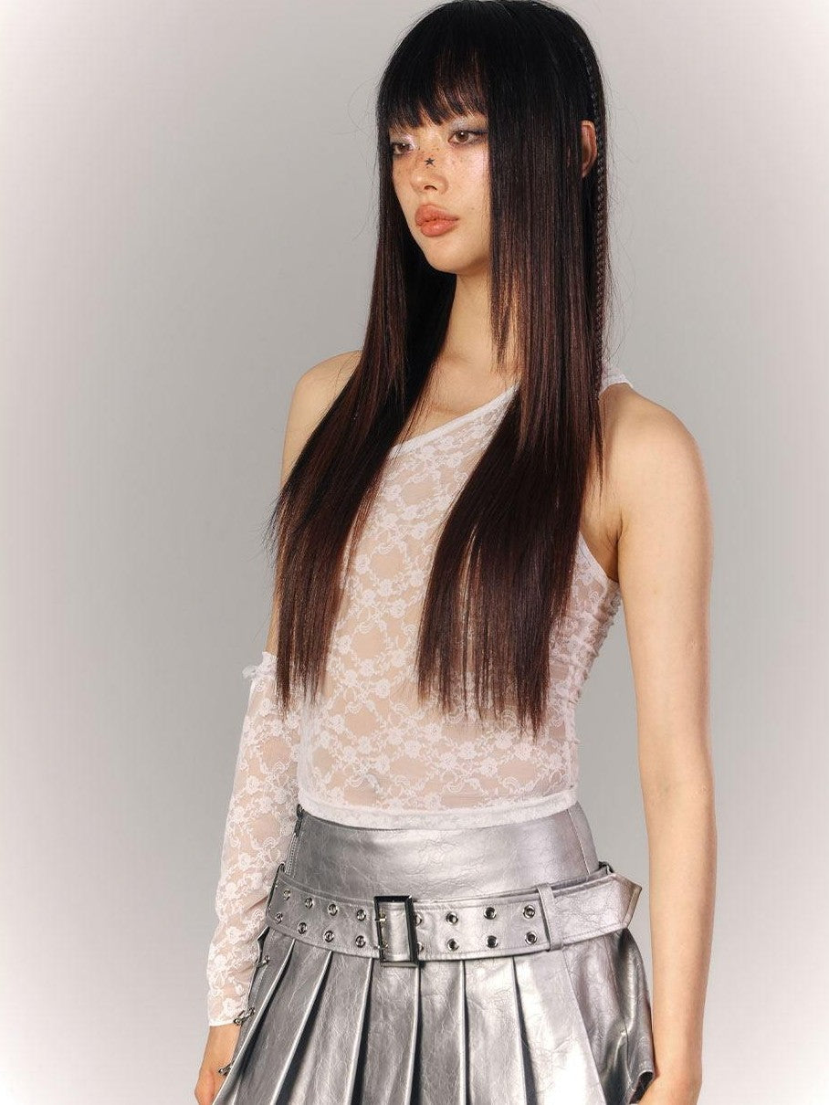 YUKAHOUSE Cropped Lace Jacquard Vintage Women's Polyester Spandex Tank Tops
