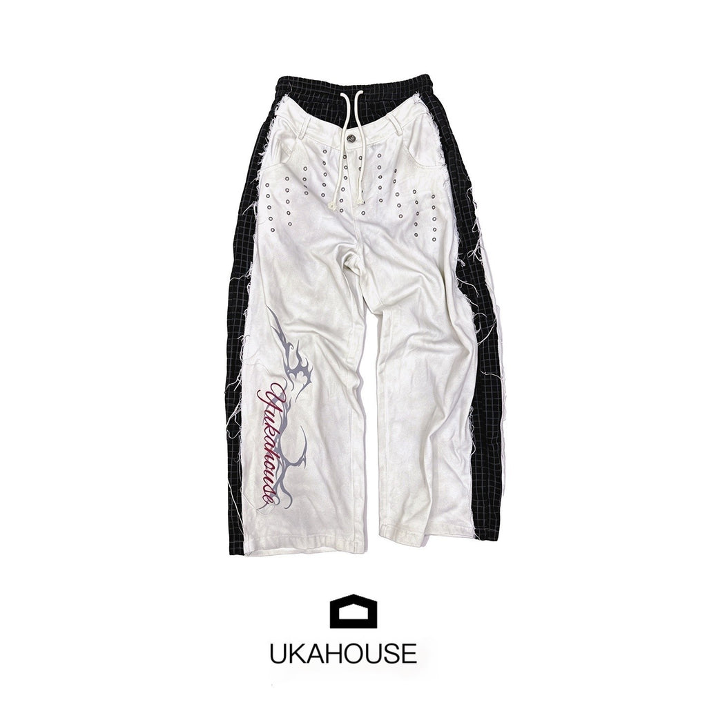 YUKAHOUSE_Distressed_Faux_Layered_Raw_Hem_Letter_Print_Women's_Cotton_Straight-leg_Pants_1076067743836_MISSTT