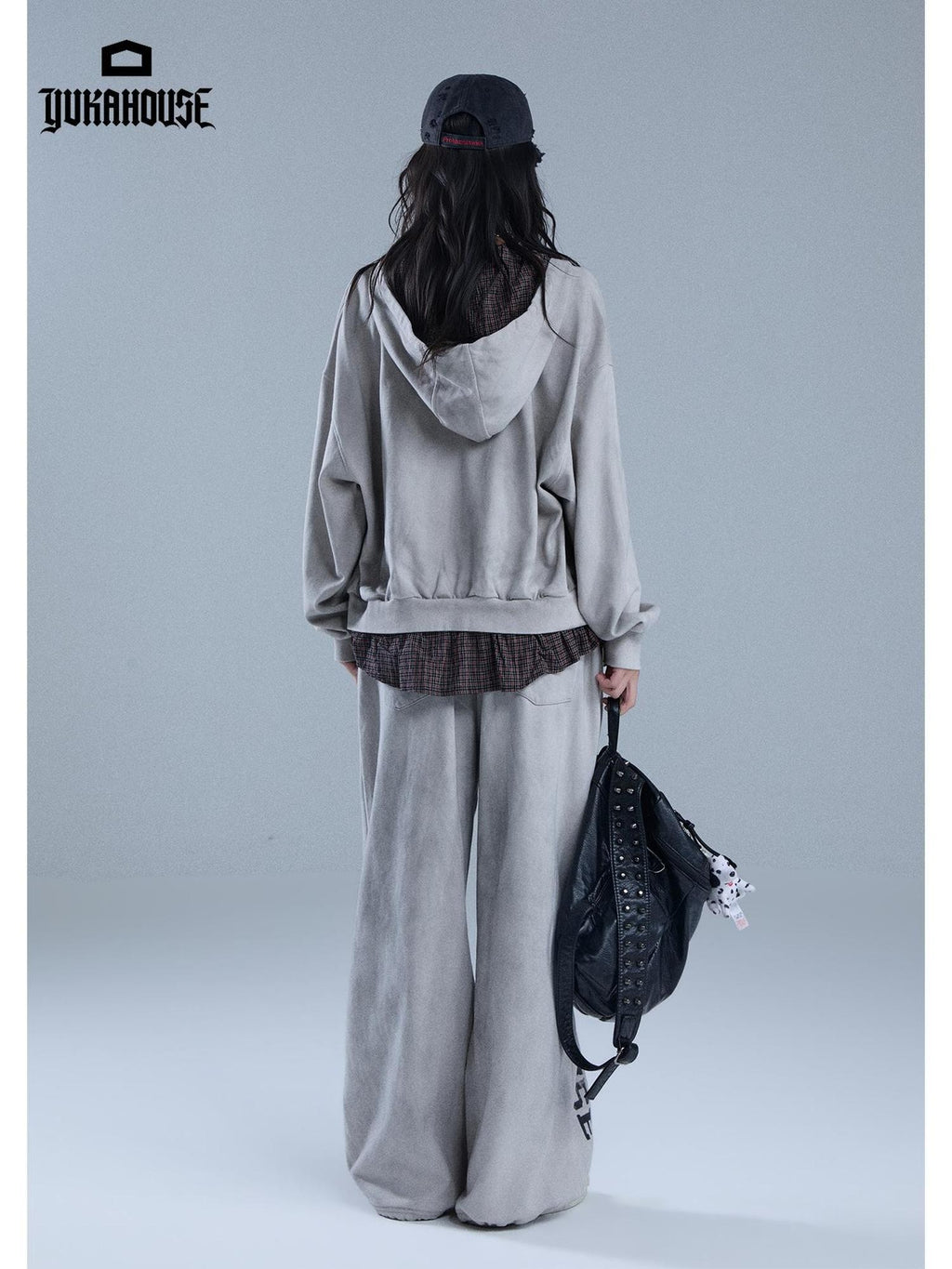 YUKAHOUSE Distressed Graphic American Style Women's Cotton Wide-leg Pants