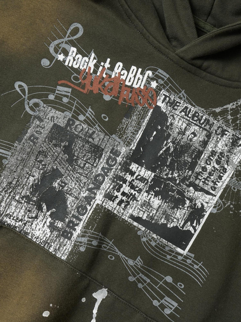 YUKAHOUSE Faded Gradient Print Studded Punk Rock Women's Cotton Hoodies
