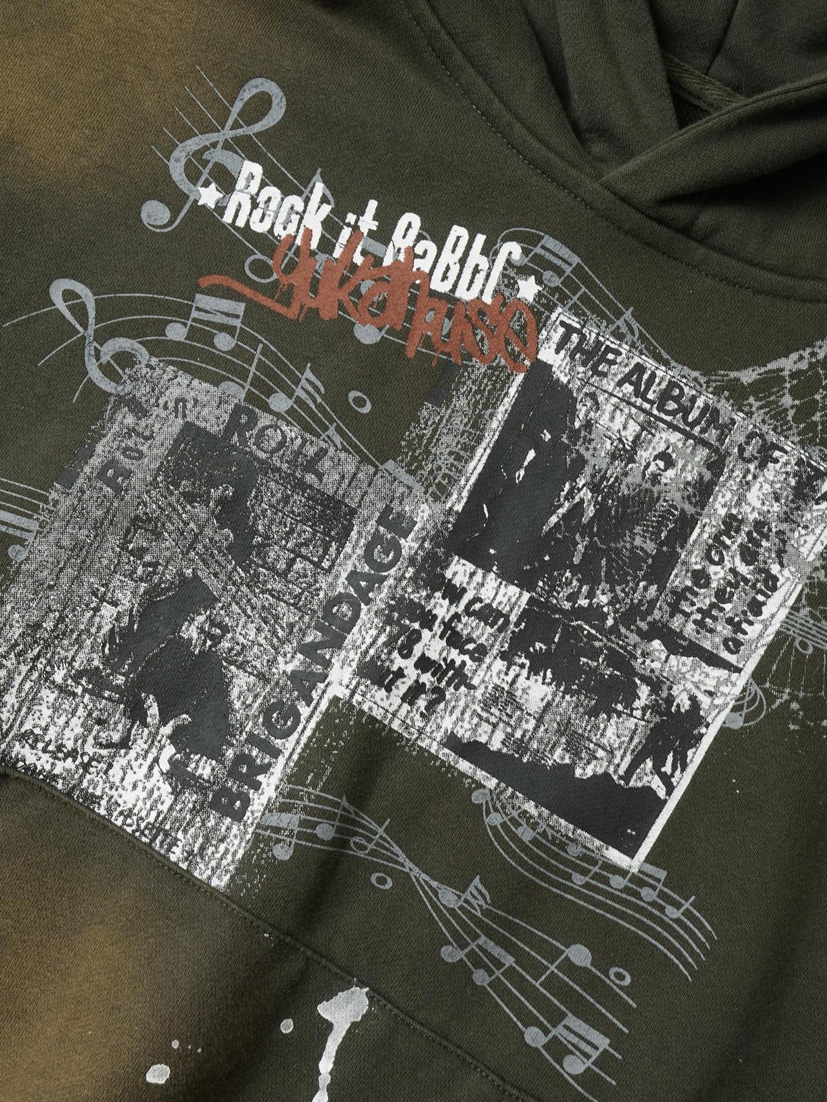 YUKAHOUSE Faded Gradient Print Studded Punk Rock Women's Cotton Hoodies
