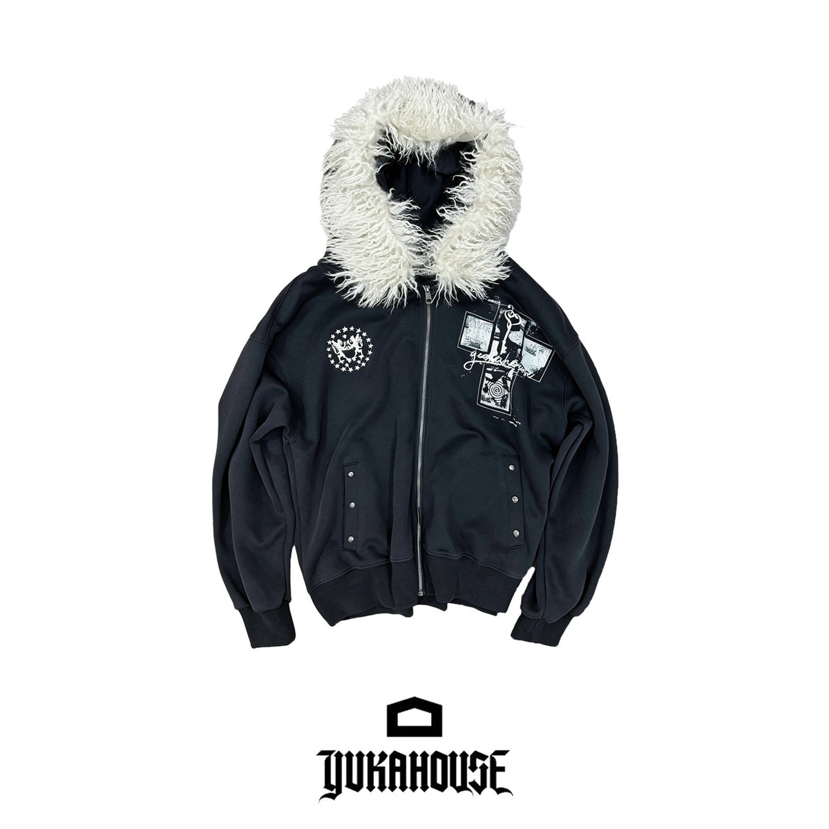YUKAHOUSE_Faux_Fur_Trim_Hooded_Punk_Print_Women's_Cotton_Blend_Zip-up_Hoodies_1077821527129_MISSTT