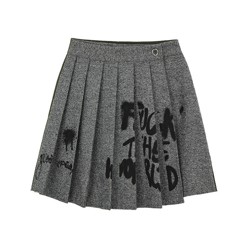 YUKAHOUSE_Gray_Green_Patchwork_Pocket_A_Line_Women's_Cotton_Blend_Pleated_Skirts_729845168947_MISSTT
