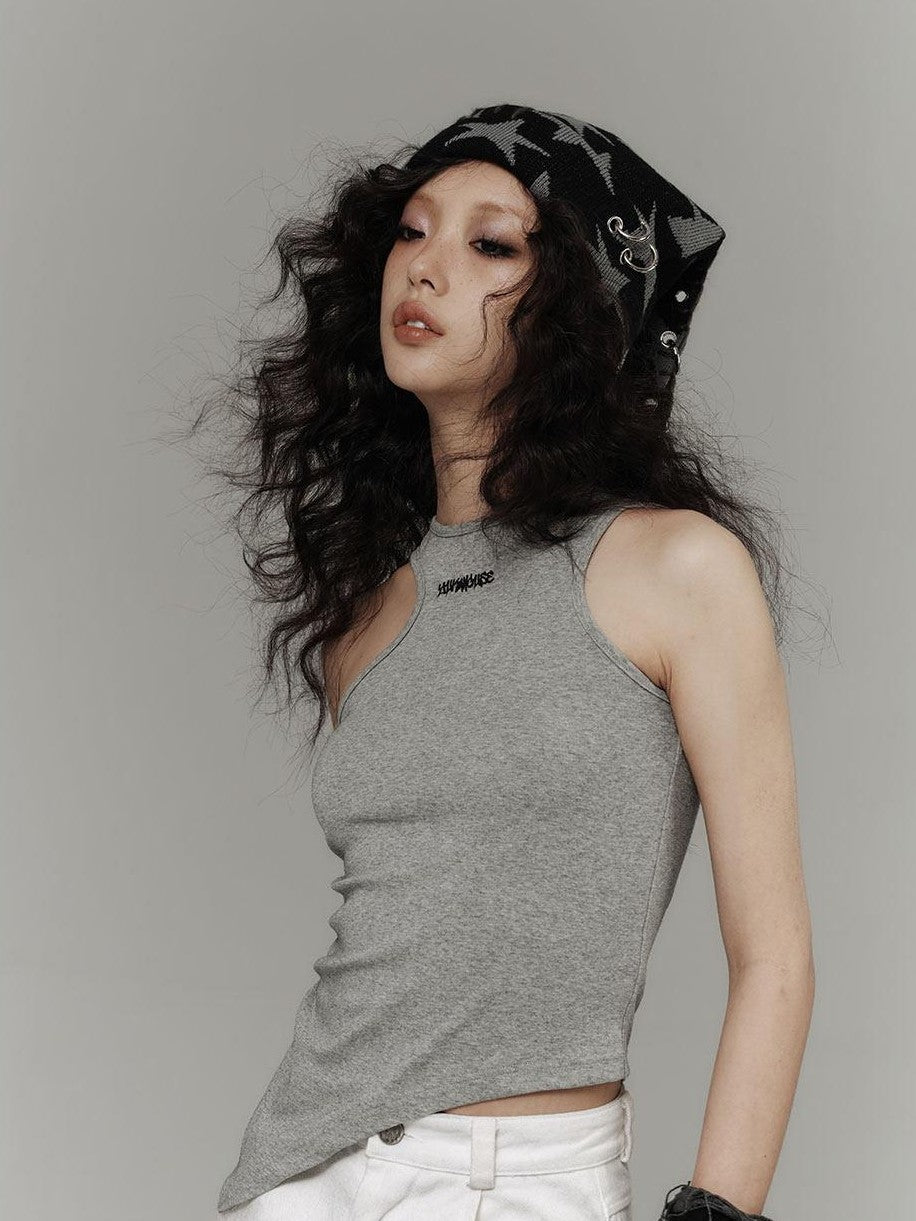 YUKAHOUSE Grey Lightweight Slim Fit Racerback Women's Cotton Spandex Blend Halter Tops