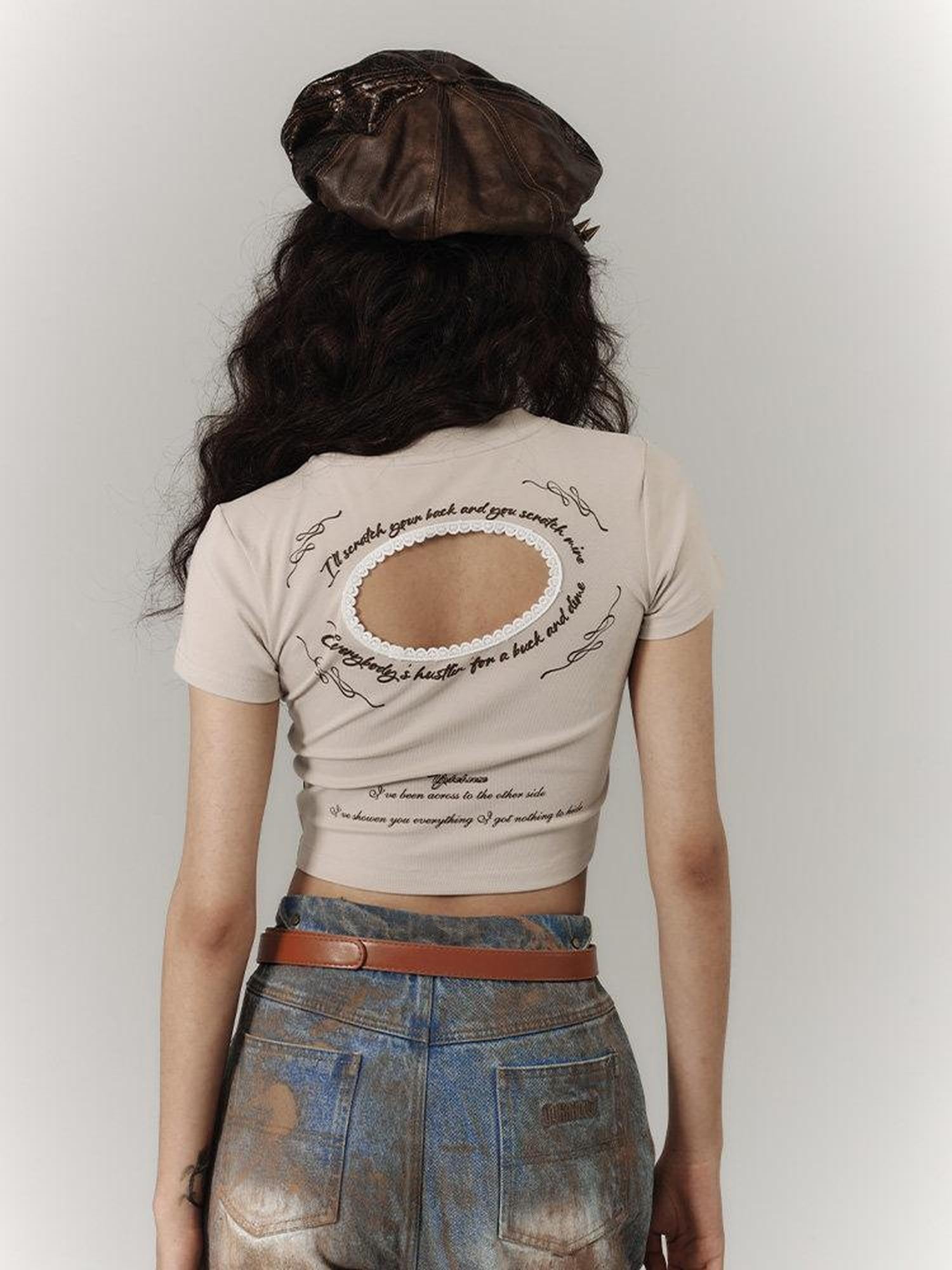 YUKAHOUSE Khaki Slim Fit American Style Short Women's Cotton Blend Crop Tops