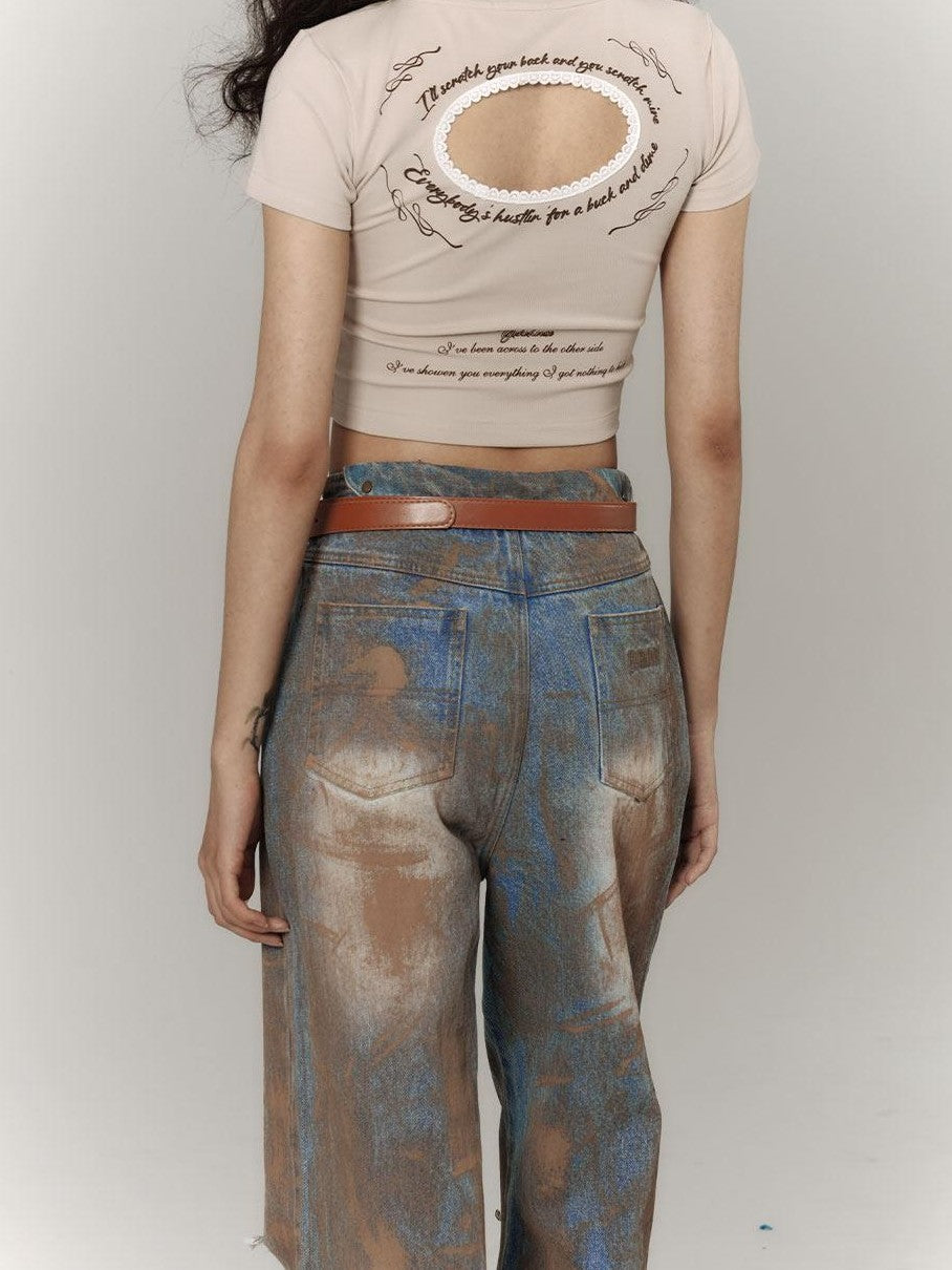 YUKAHOUSE Khaki Slim Fit American Style Short Women's Cotton Blend Crop Tops