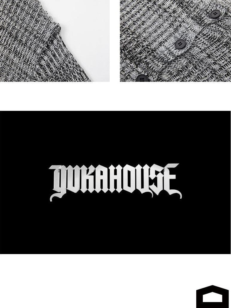 YUKAHOUSE Light Gray Skull Distressed Slouchy Knit Women's Polyester Cropped Cardigans