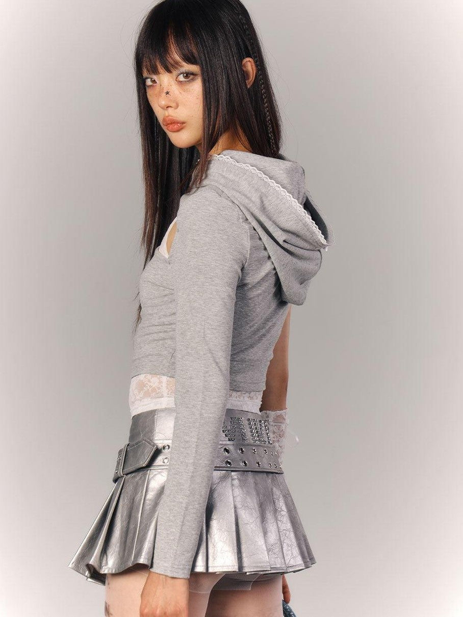 YUKAHOUSE Light Gray Sun Protective Thin Knit Hooded Women's Viscose Blend Hoodies