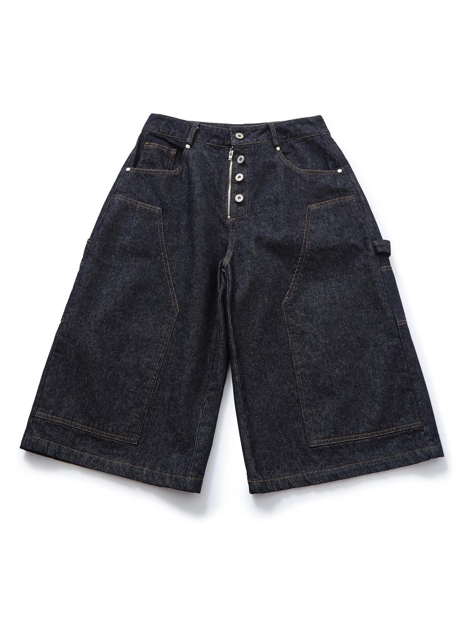 YUKAHOUSE Machine Embroidered Street Workwear Loose Women's Cotton Blend Denim Shorts