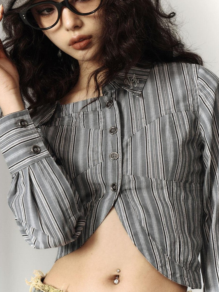 YUKAHOUSE Off Shoulder Cropped Cinched Waist Women's Cotton Blend Long Sleeve T-shirts