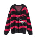 YUKAHOUSE_Spider_Striped_V-neck_Vintage_Punk_Loose_Women's_Polyamide_Blend_Sweaters_835769755396_MISSTT