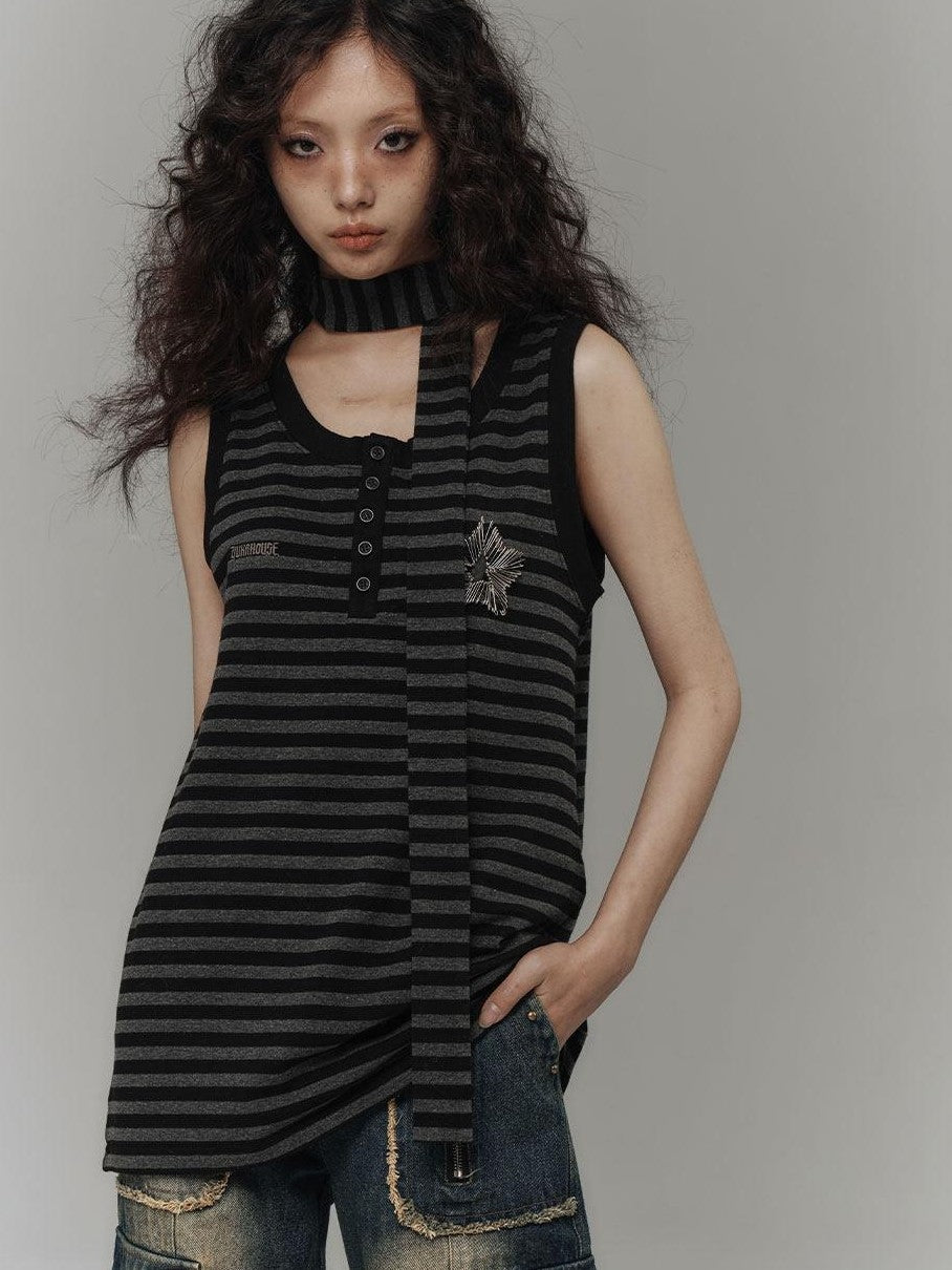 YUKAHOUSE Star Stripe Loose Punk Women's Cotton Blend Long Sleeve T-shirts