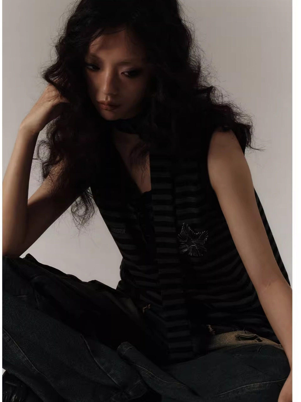 YUKAHOUSE Star Stripe Loose Punk Women's Cotton Blend Long Sleeve T-shirts