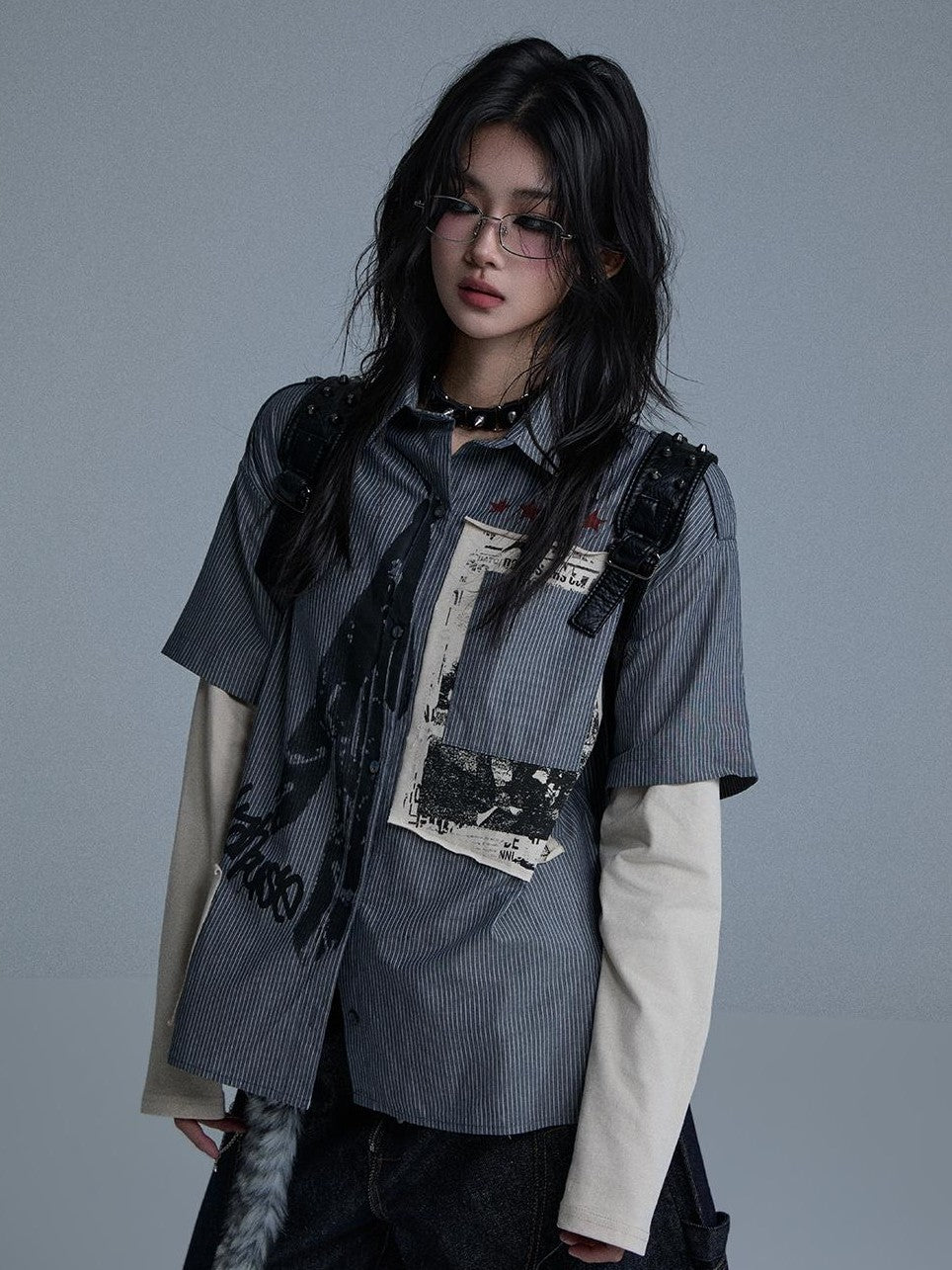 YUKAHOUSE Vintage American Street Patchwork Print Women's Cotton Print Shirts