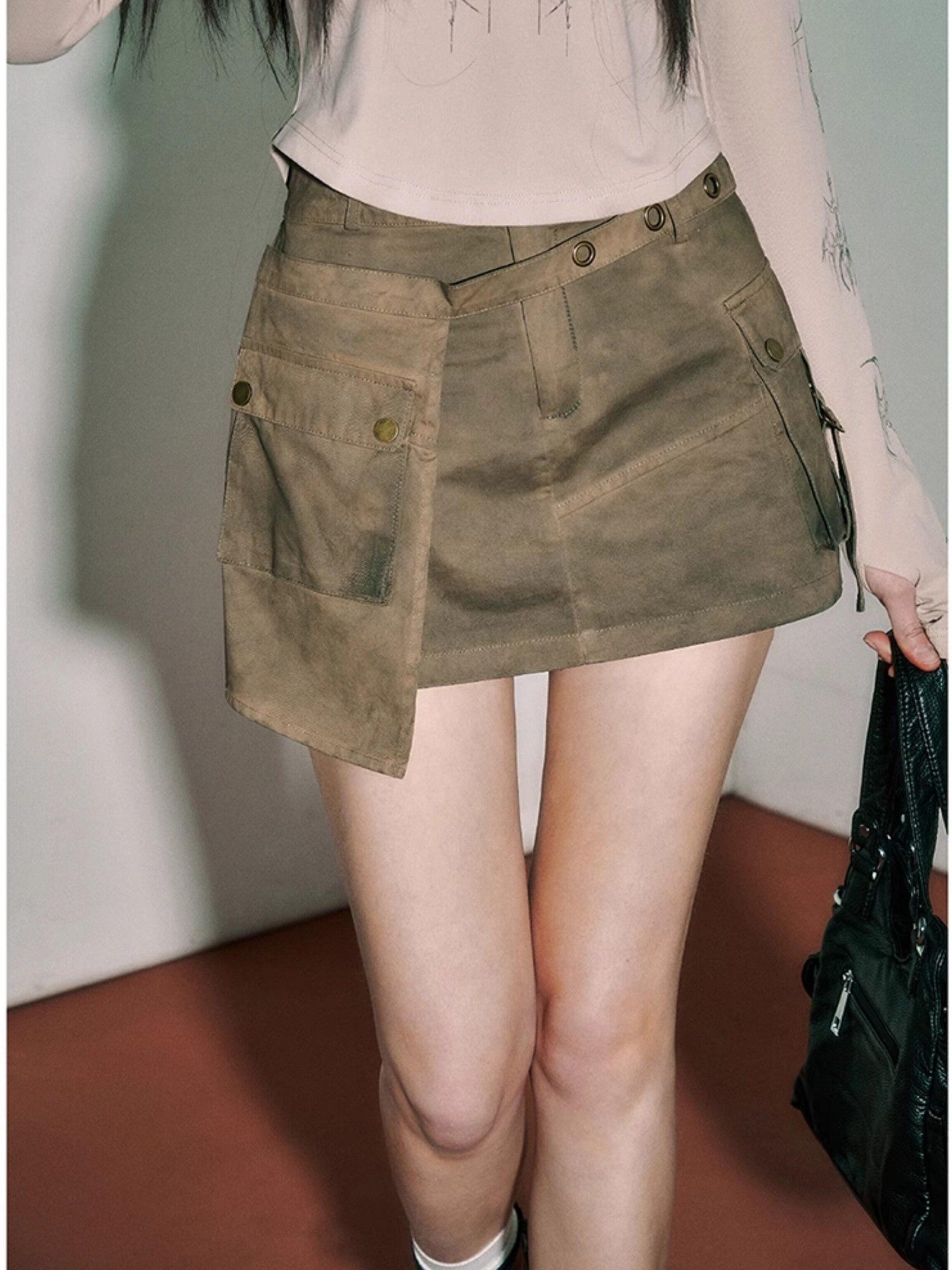 YUKAHOUSE Vintage Distressed Punk Denim Bodycon A Line Women's Cotton Mini Skirts