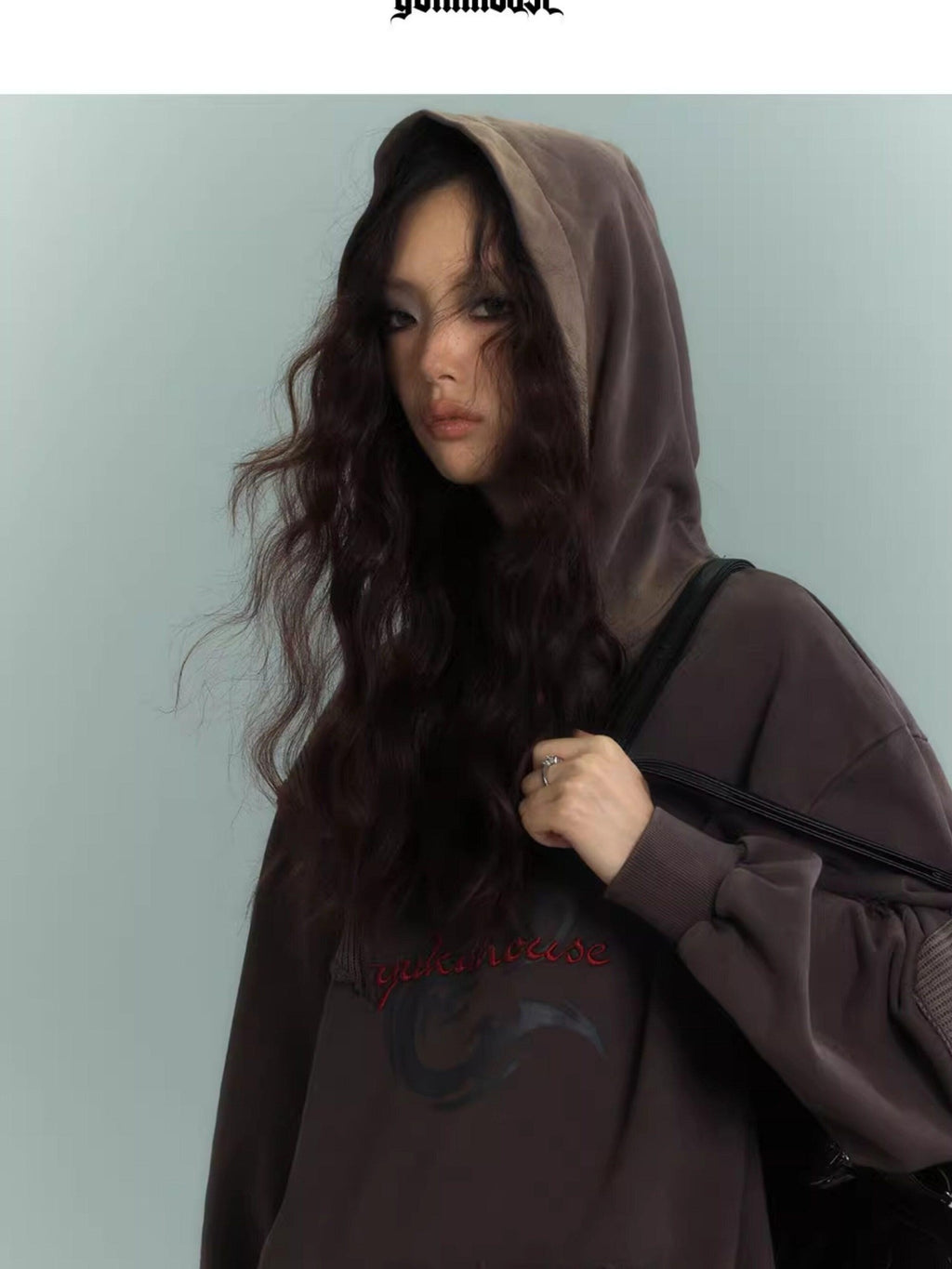 YUKAHOUSE Washed Patchwork Distressed Hooded Zip Print Women's Cotton Fleece Sweatshirts