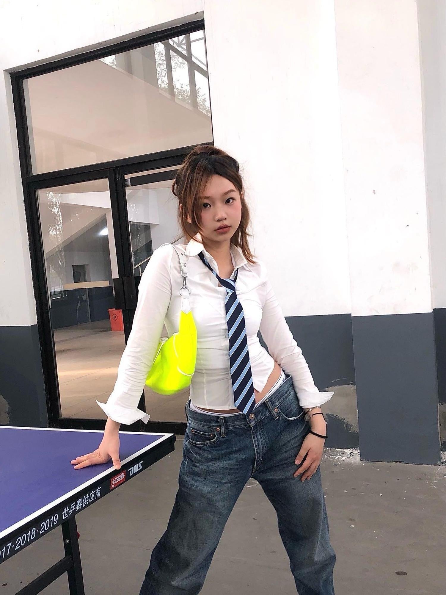 YUKAHOUSE White Waist Cinched Slim Fit Button Stand Collar Women's Cotton Blend Blouses