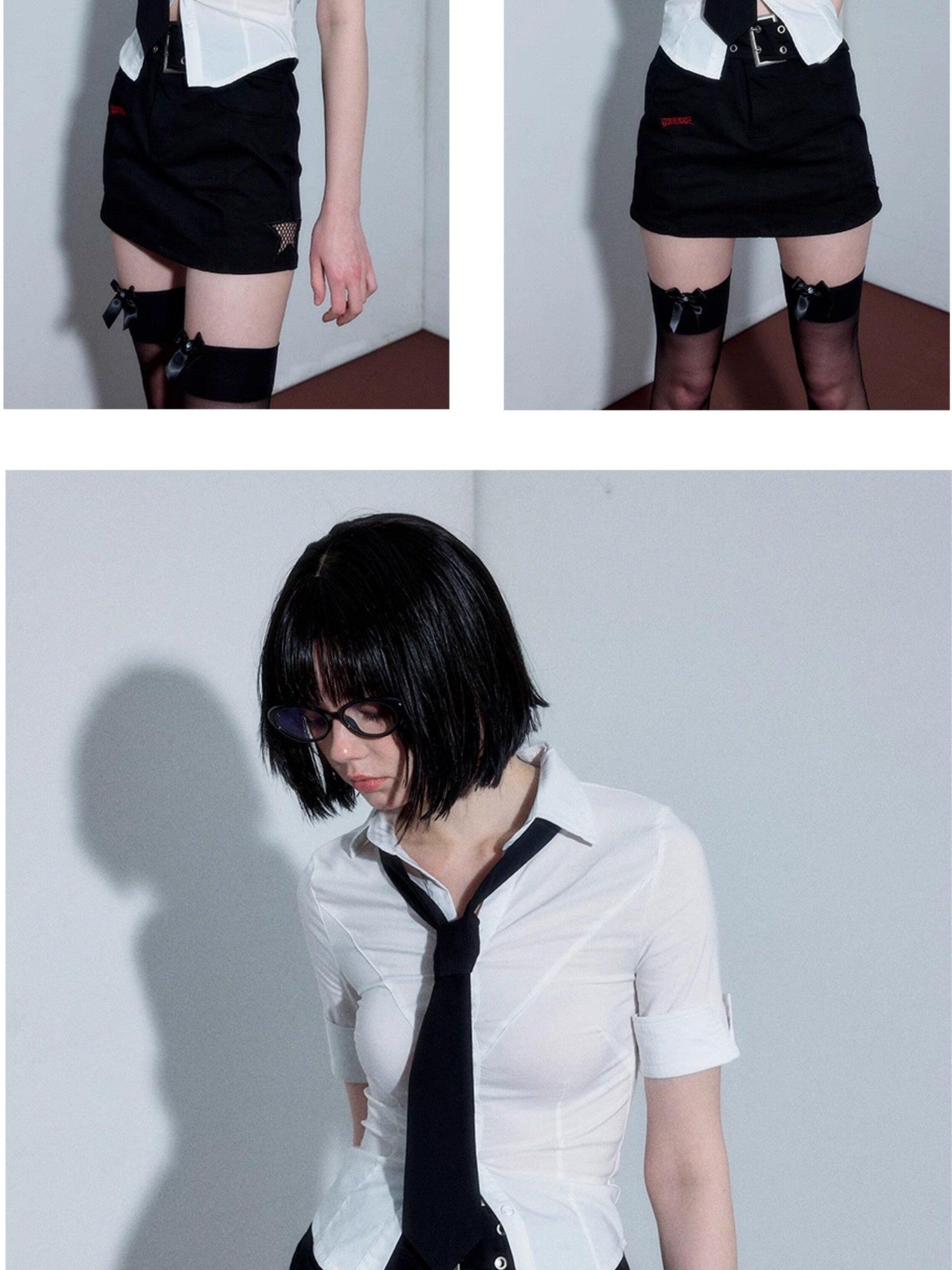 YUKAHOUSE White Waist Cinched Slim Fit Button Stand Collar Women's Cotton Blend Blouses