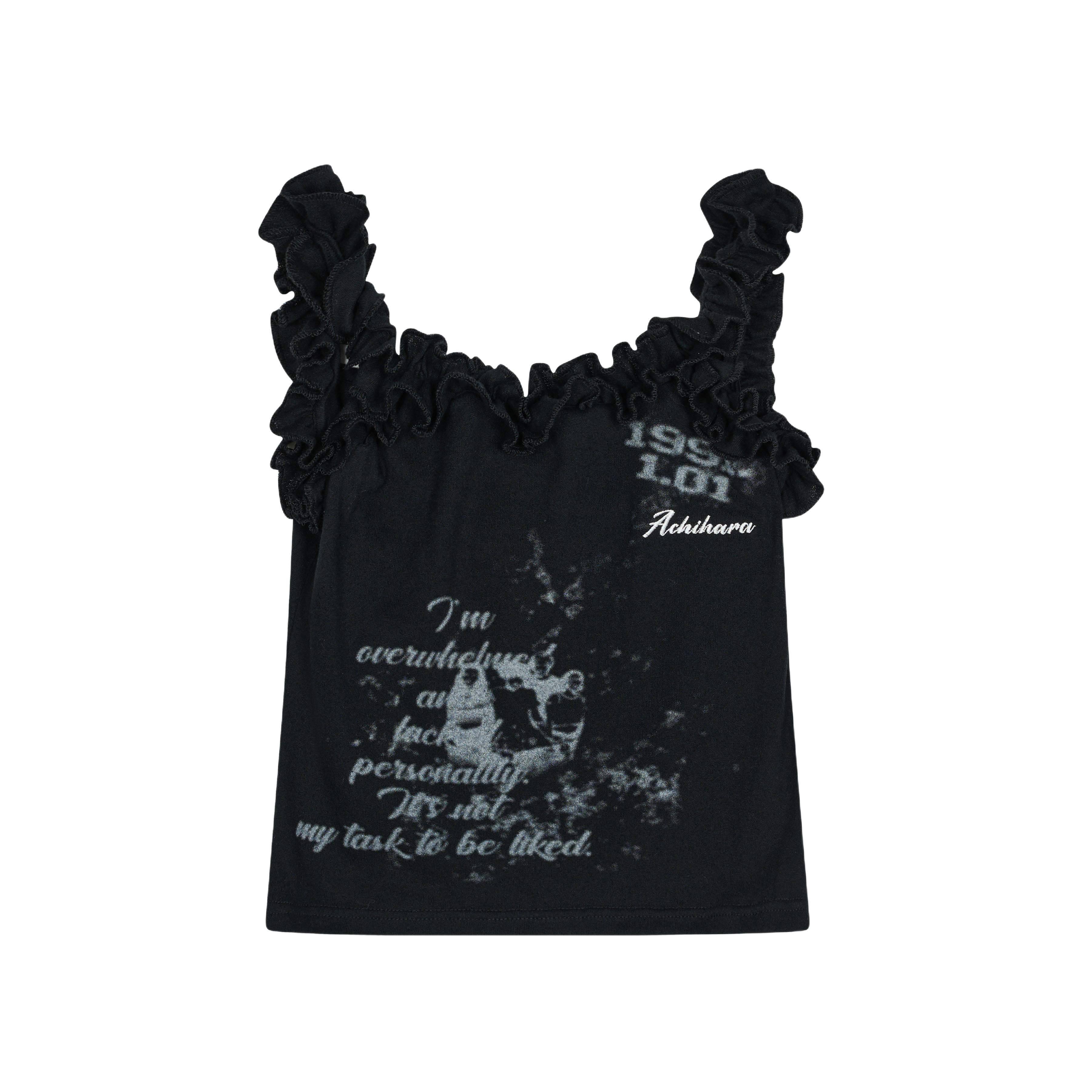 Achihara_Black_Short_Workwear_Cami_Women'S_65_Cotton_35_Nylon_Tank_Tops_MISSTT