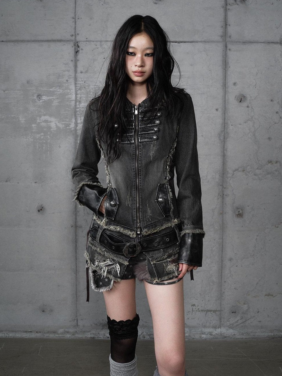 NO ROMANCE Regal Slim Fit Detachable Hood Women 100 Percent Cotton Denim Jackets