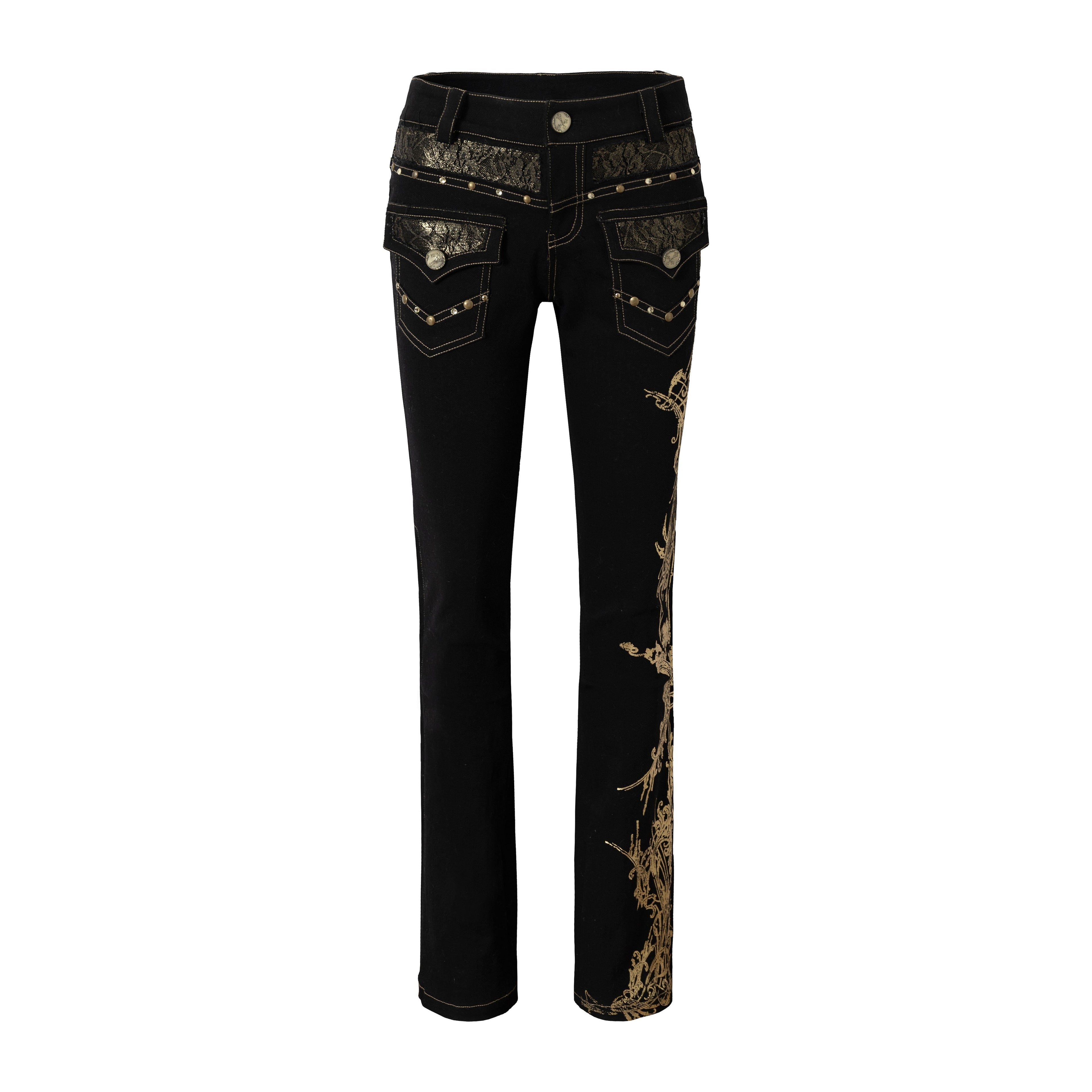 NO_ROMANCE_Rhinestone_Low_Rise_Slim_Fit_Modern_Patchwork_Floral_Mid_Stretch_Flare_Jeans_MISSTT