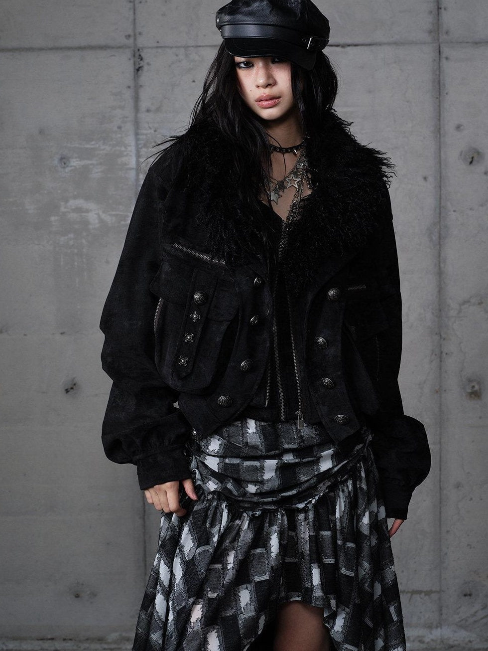 NO ROMANCE Palace Inspired Loose Fit Faux Two Piece Lapel Zipper Women Casual Jackets