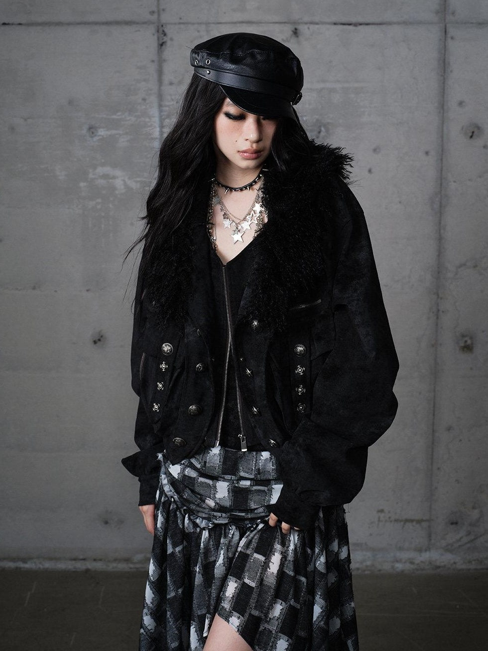 NO ROMANCE Palace Inspired Loose Fit Faux Two Piece Lapel Zipper Women Casual Jackets