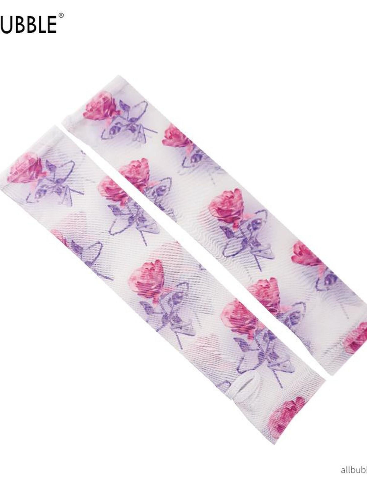 allbubble 3d Rose Y2k Mesh Digital Print Women's Polyester Arm Warmers