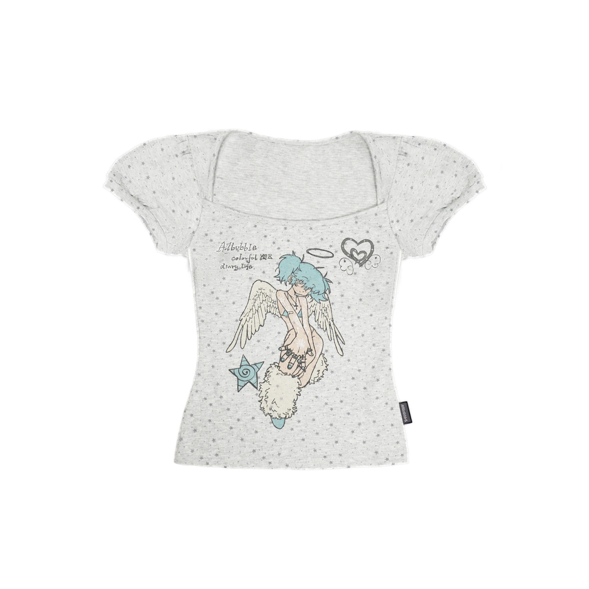 allbubble_Angel_Star_Print_U_Neck_Faux_Cotton_Women's_Slim_T-shirts_1057411562553_MISSTT