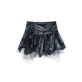 allbubble_Black_Mesh_Lace_Up_Paneled_High_Waist_A_Line_Women's_Pu_Leather_Skirts_800997875835_MISSTT