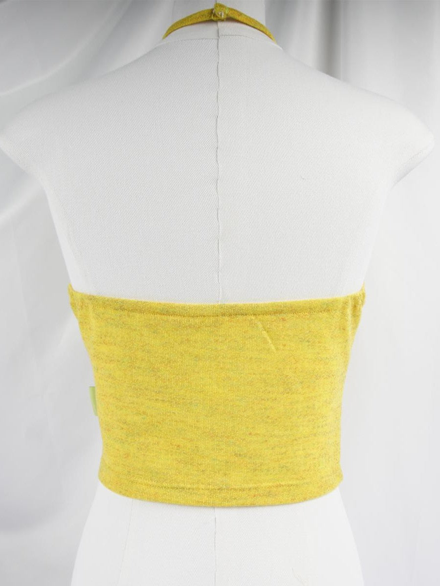 allbubble Crochet Floral Print Slim Fit Women's Polyester Halter Tops