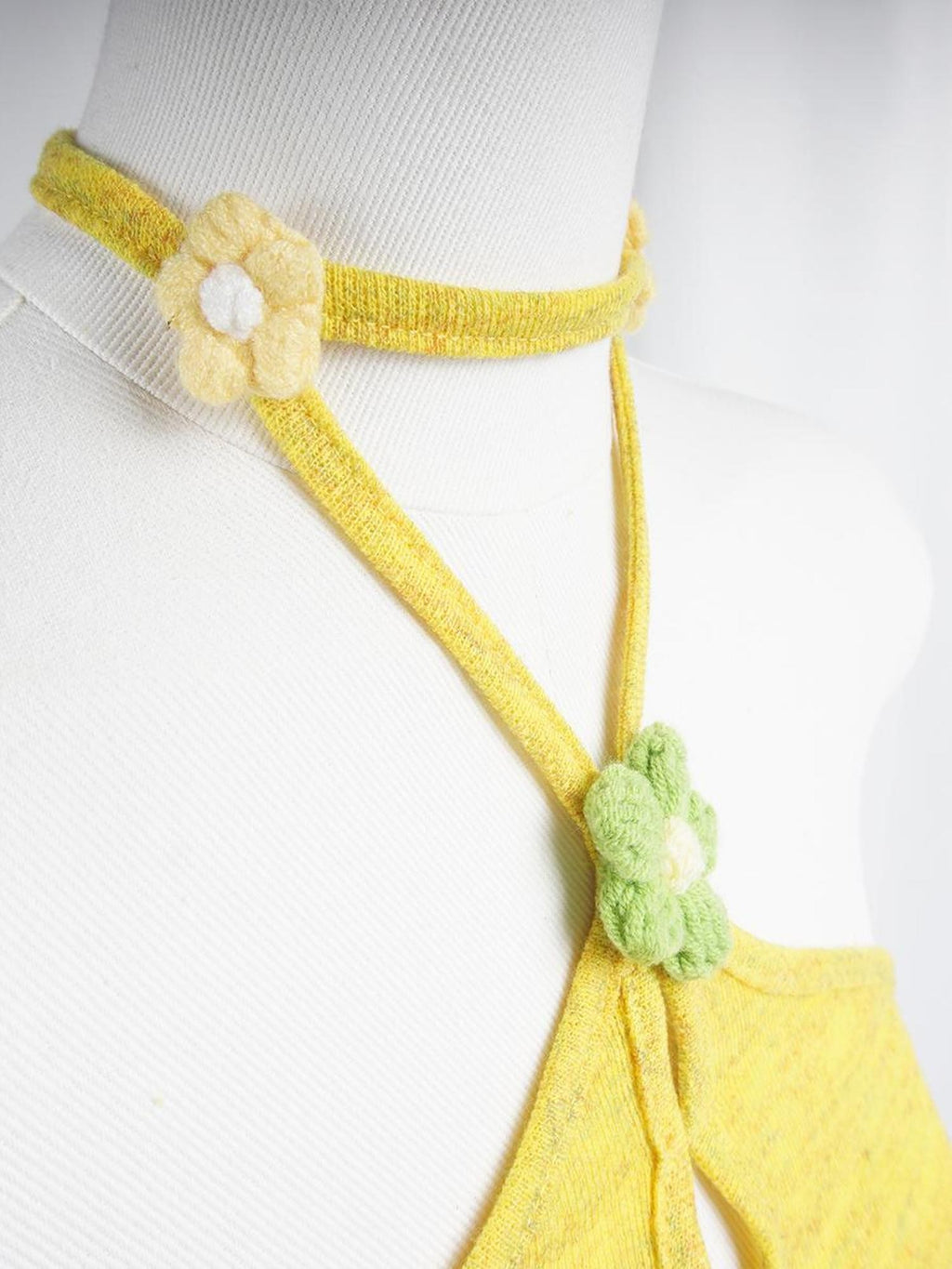 allbubble Crochet Floral Print Slim Fit Women's Polyester Halter Tops