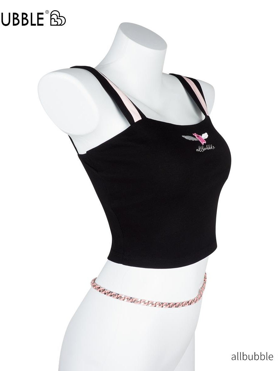 allbubble Embroidered Bunny Ear Metal Waist Chain Women's Cotton Camisoles