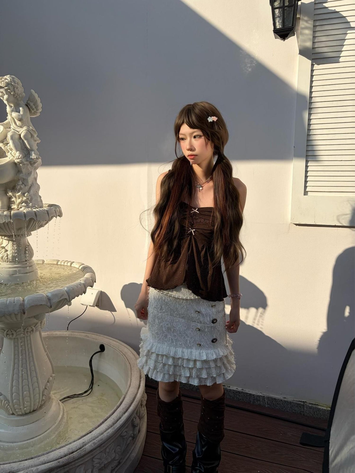 allbubble Fringed Low Waist Bodycon Skirts