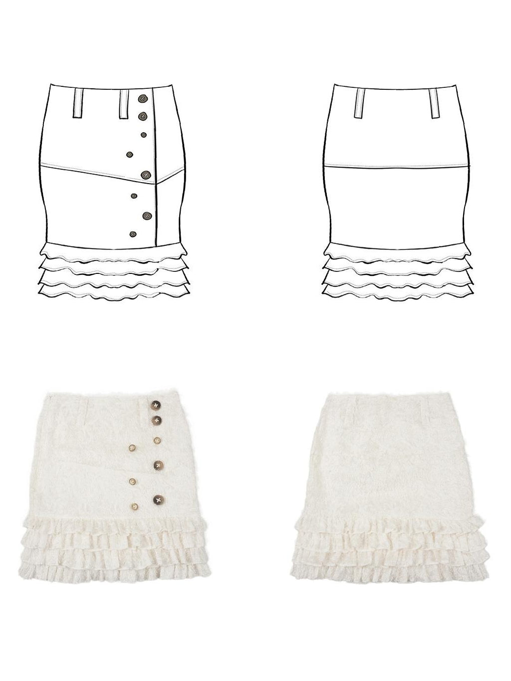 allbubble Fringed Low Waist Bodycon Skirts