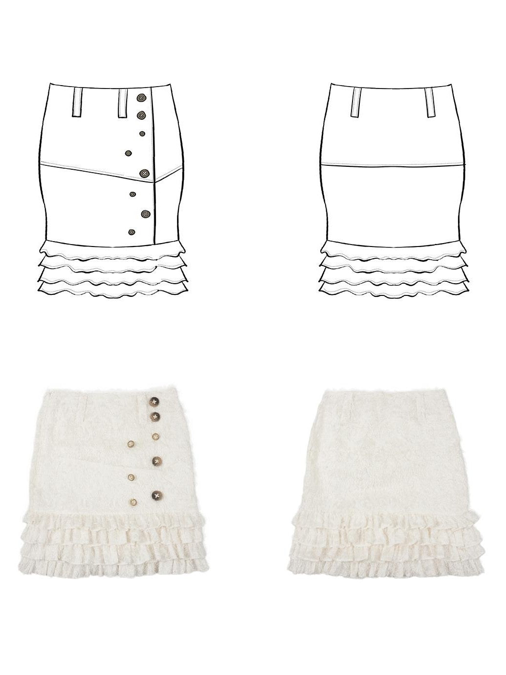 allbubble Fringed Low Waist Bodycon Skirts