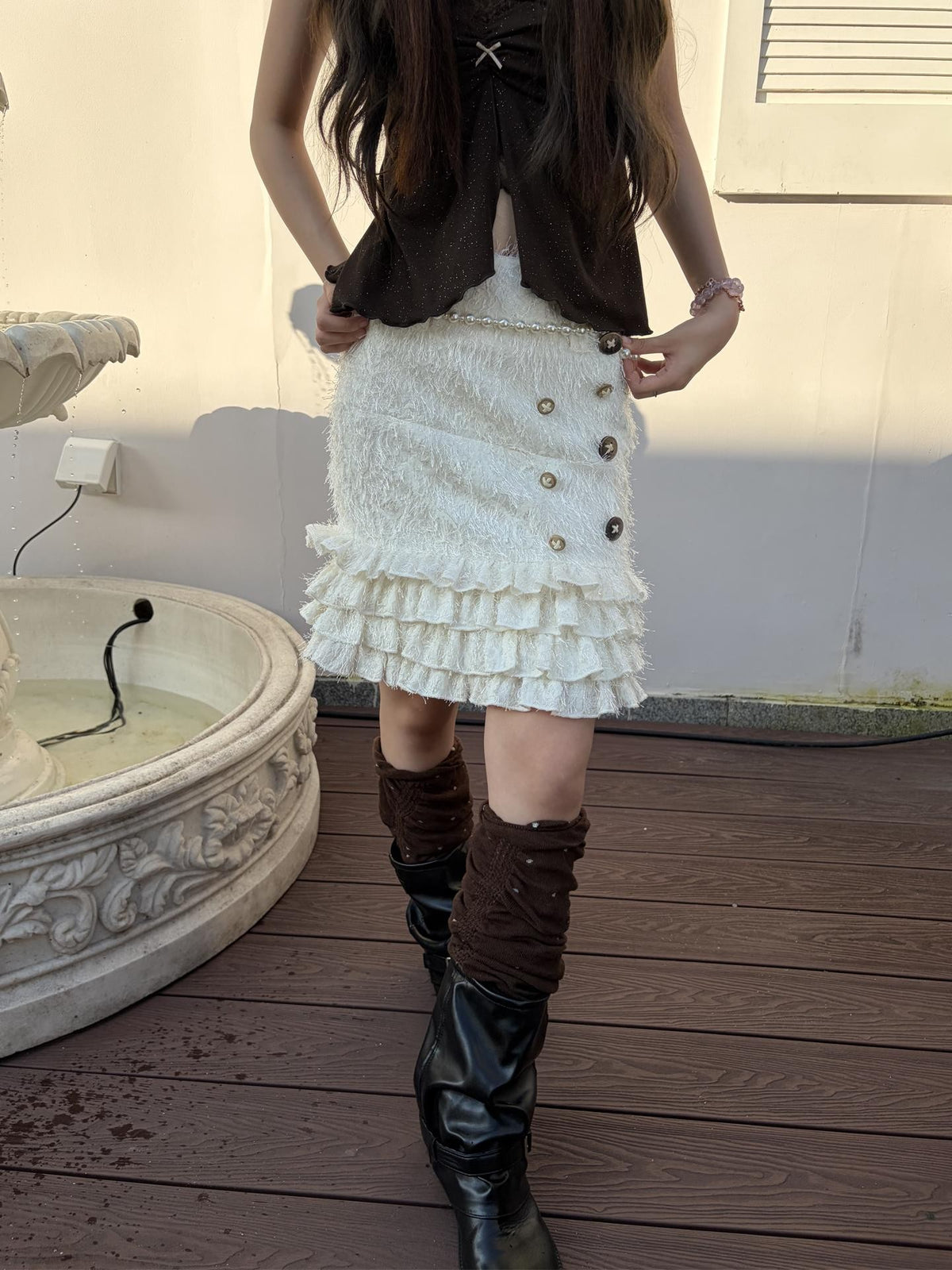 allbubble Fringed Low Waist Bodycon Skirts