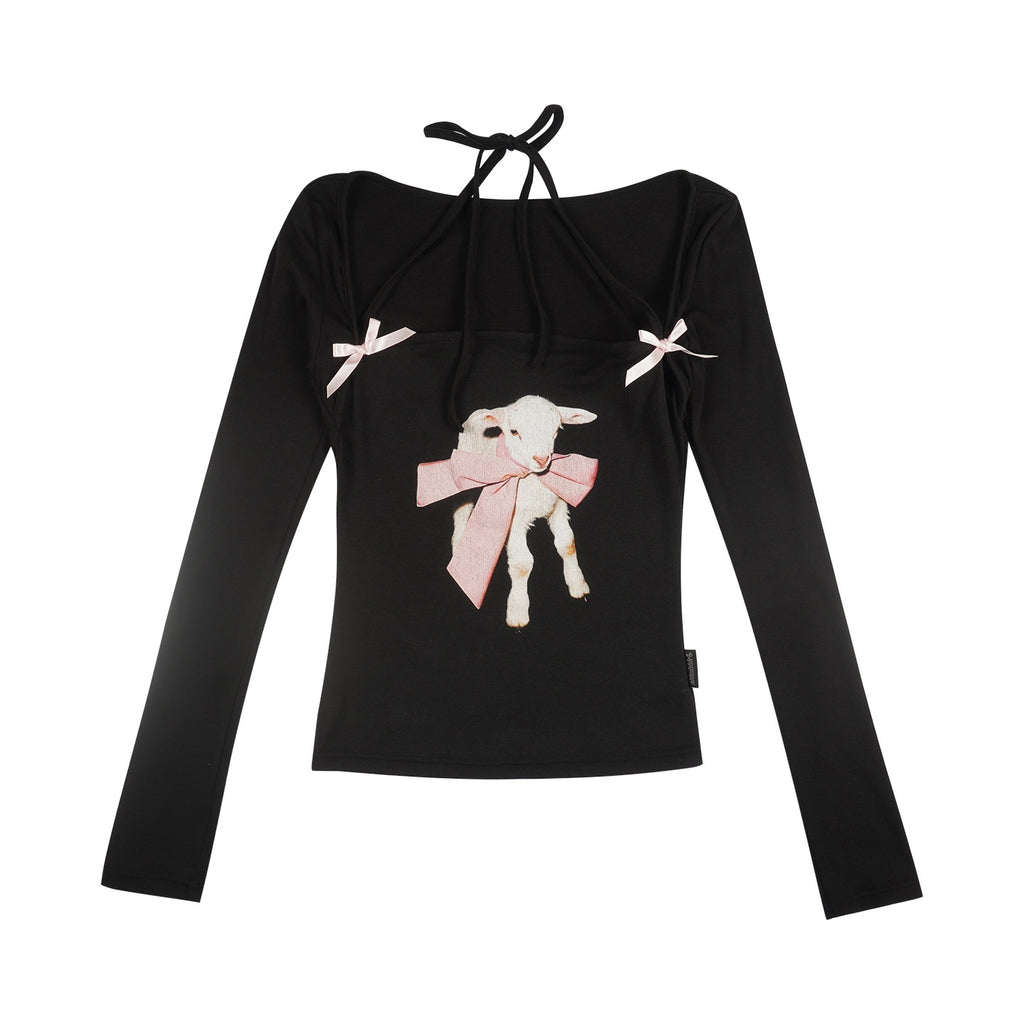 allbubble_Halter_Bow_Print_Slim_Fit_Cotton_Women's_Long_Sleeve_T-shirts_1081116122159_MISSTT