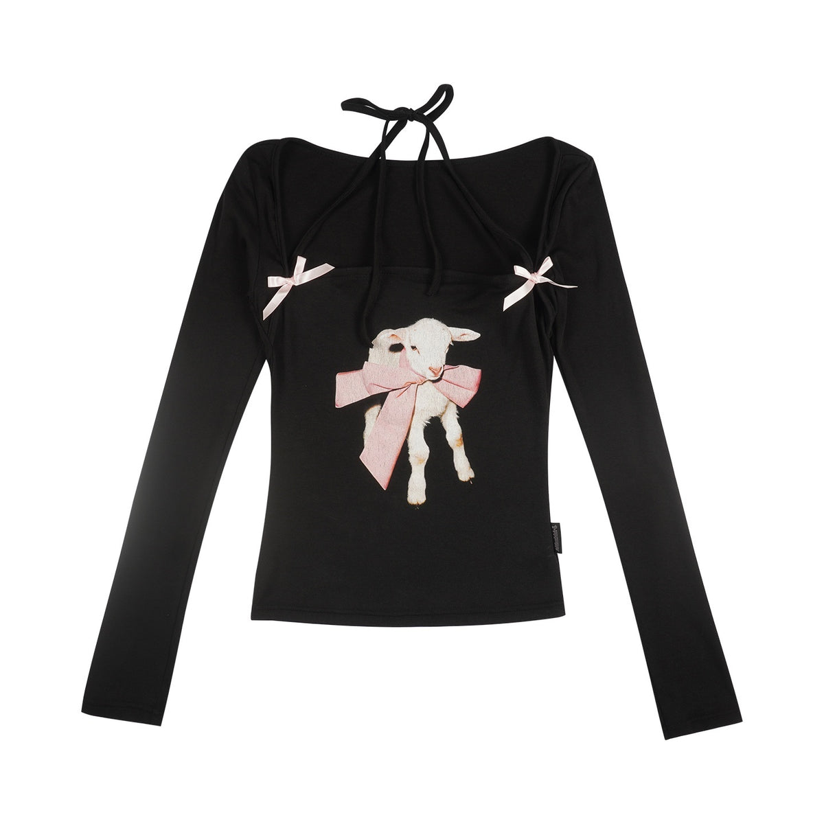 allbubble_Halter_Bow_Print_Slim_Fit_Cotton_Women's_Long_Sleeve_T-shirts_1081116122159_MISSTT