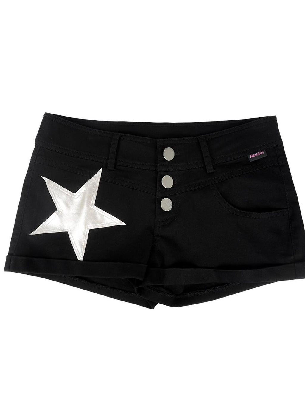 allbubble Laser Star Print Stretch Skinny Women's Denim Shorts