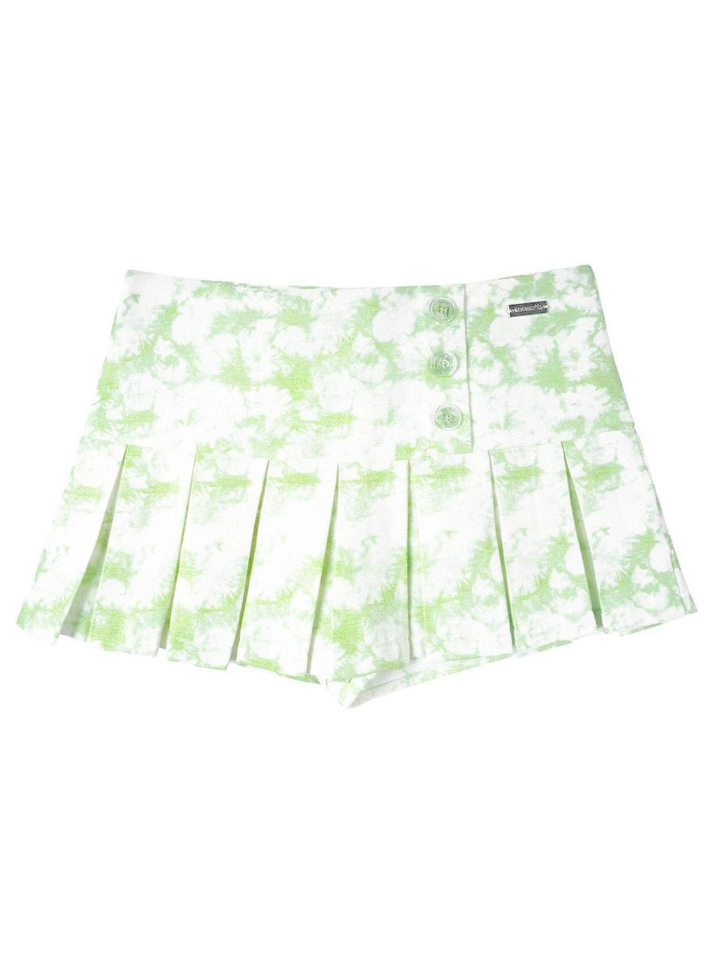 allbubble Mint Green Ombre Pleated Low Rise A Line Women's Polyester Skorts