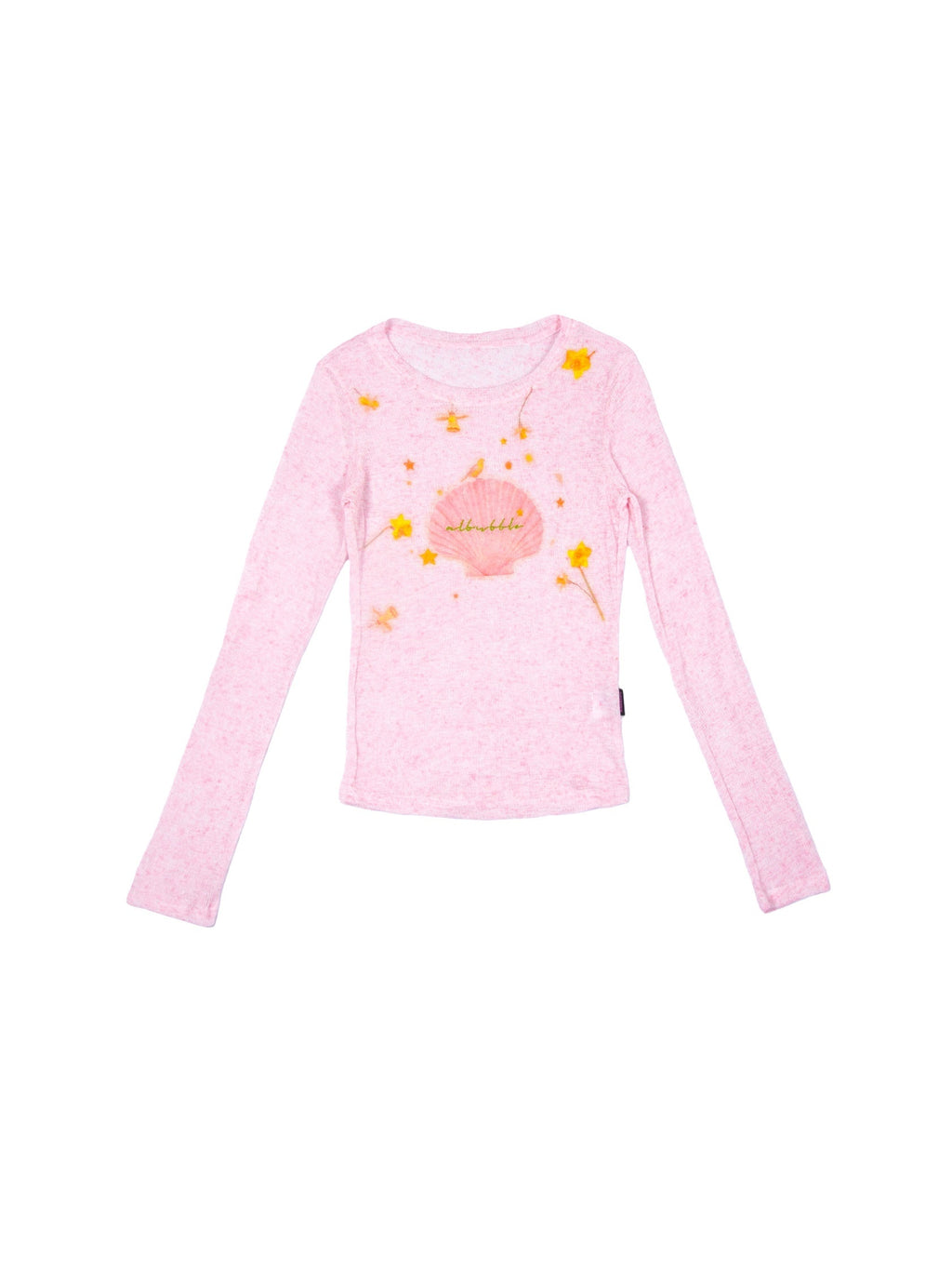 allbubble_Pink_Shell_Print_Embroidered_Women's_Polyester_Linen_Long_Sleeve_T-shirts_1000804409087_MISSTT