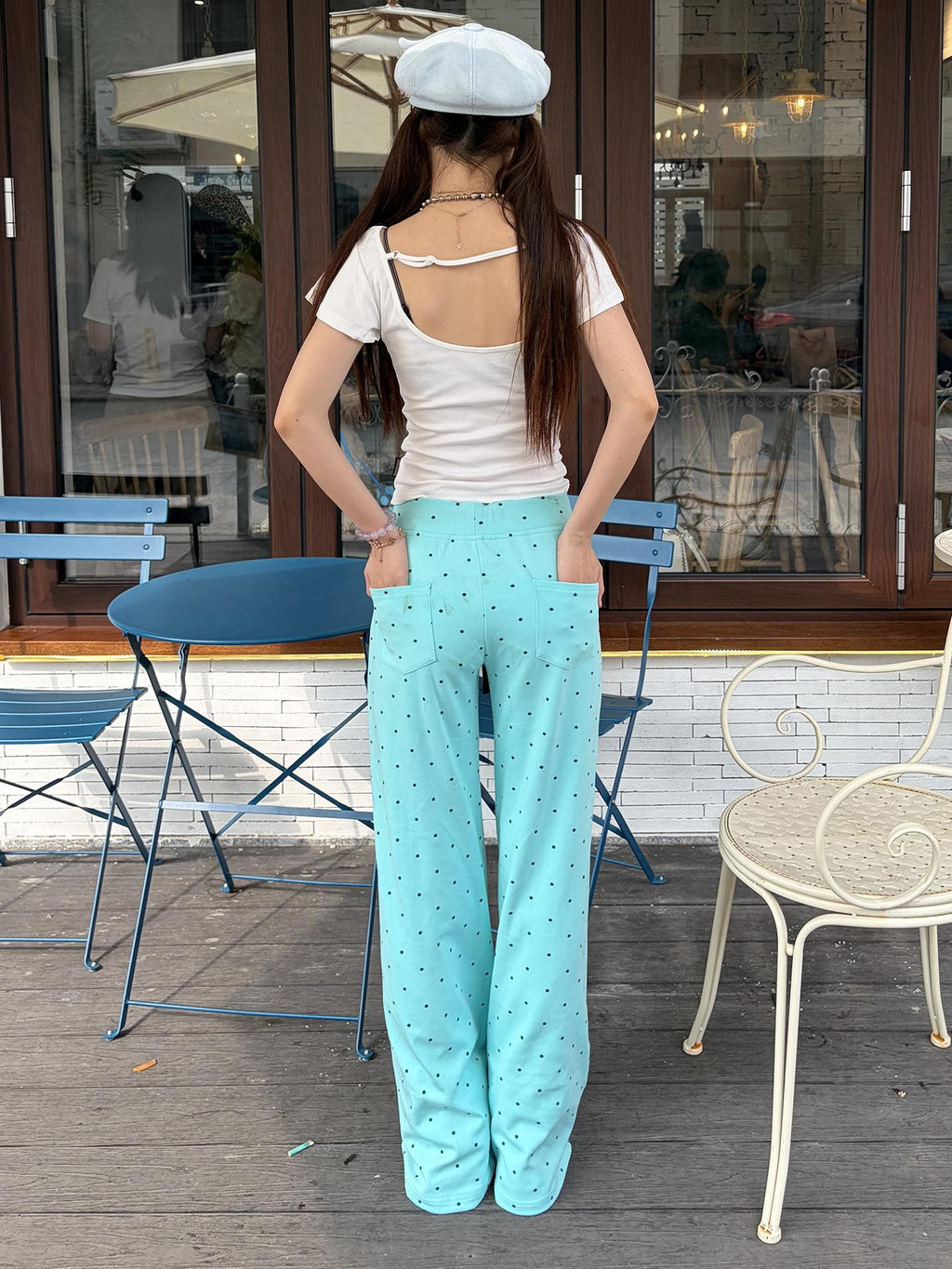 allbubble Polka Dot Print Flared Women's Cotton Sweatpants