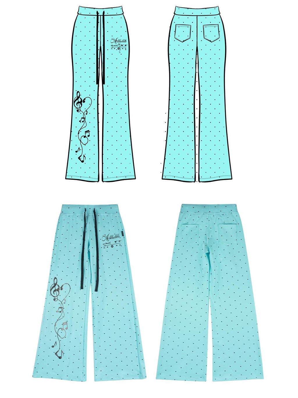allbubble Polka Dot Print Flared Women's Cotton Sweatpants