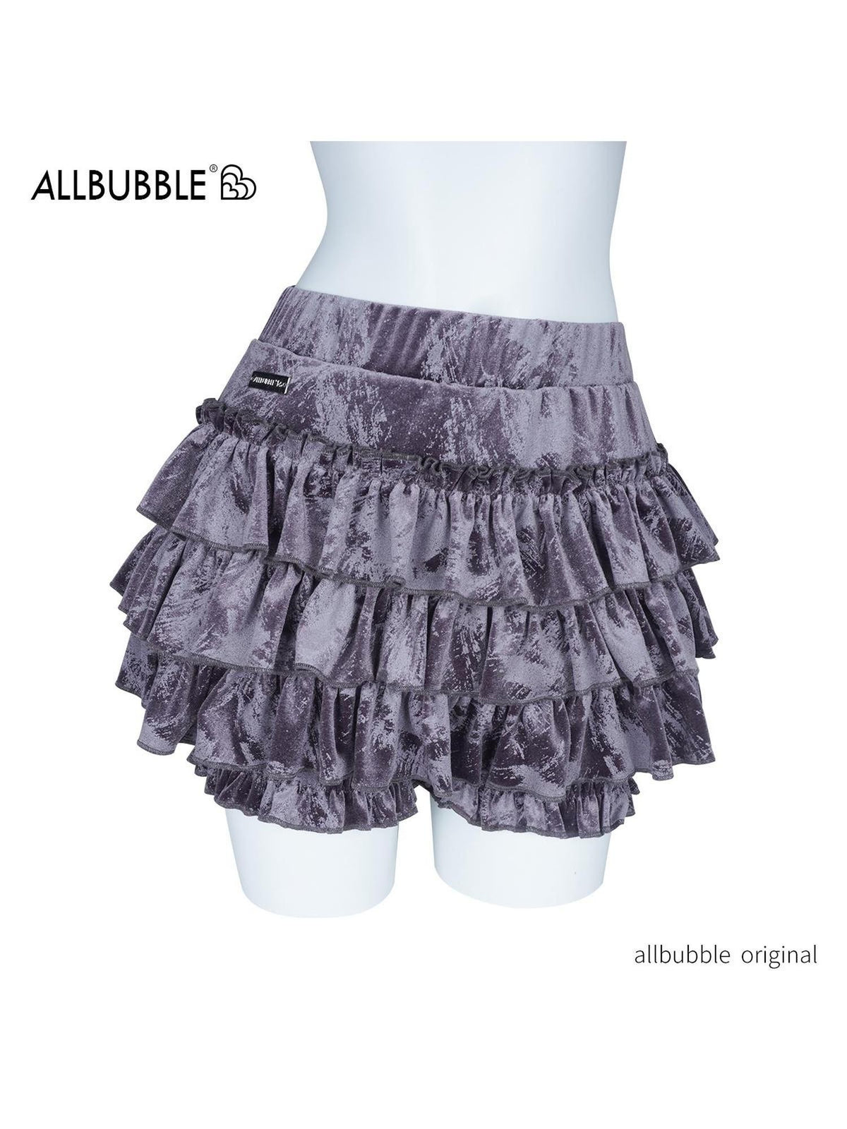 allbubble Puff Ruffle Velvet Cake Women's Polyester Tiered Skirts