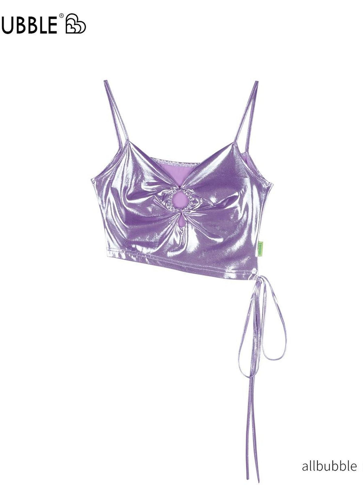allbubble Shiny Metallic Silver Slim Fit Women's Polyester Camisoles