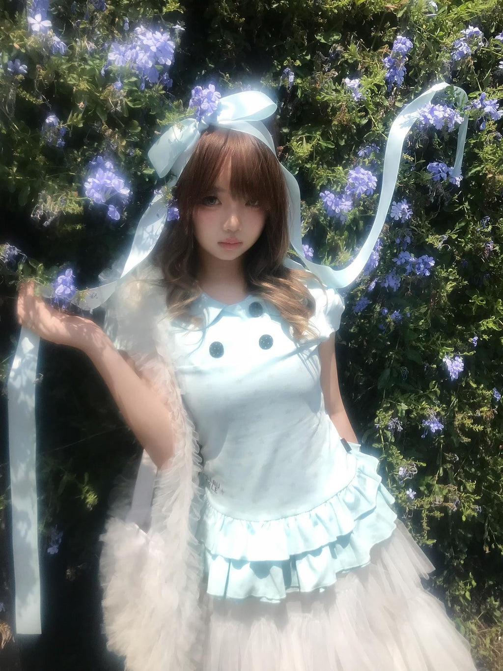 Star Print Doll Collar Puff Sleeve Women's Cotton Short Sleeve T-shirts