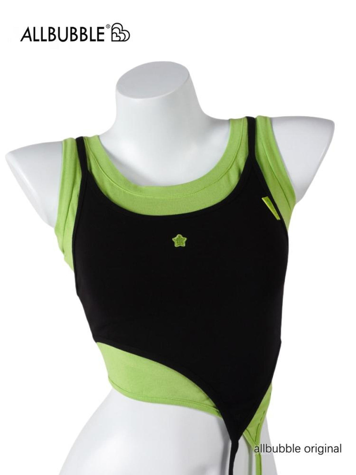 allbubble Star Print Faux Layered Slim Fit Cotton Women's Tank Tops