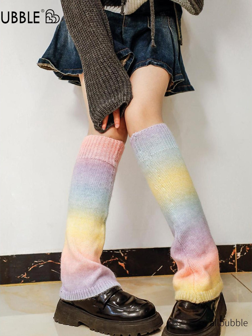 allbubble Striped Gradient Candy Color Women's Acrylic Leg Warmers