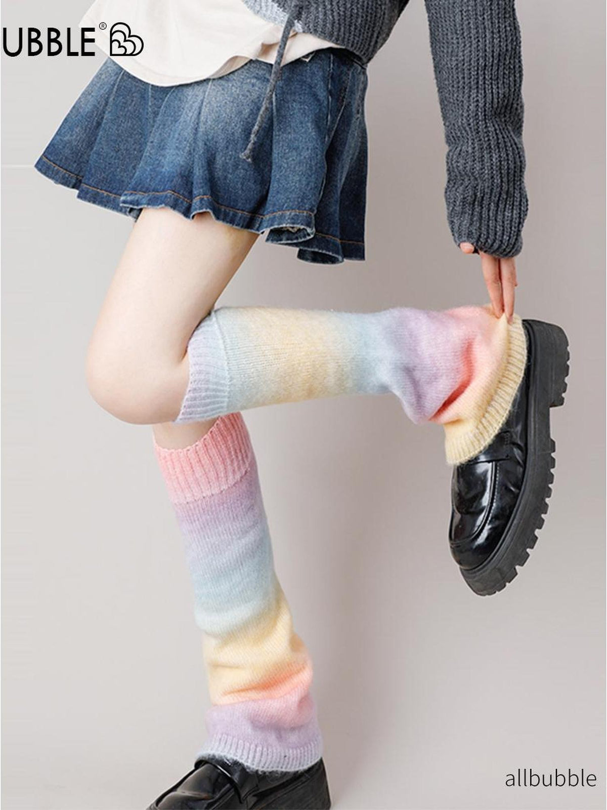allbubble Striped Gradient Candy Color Women's Acrylic Leg Warmers